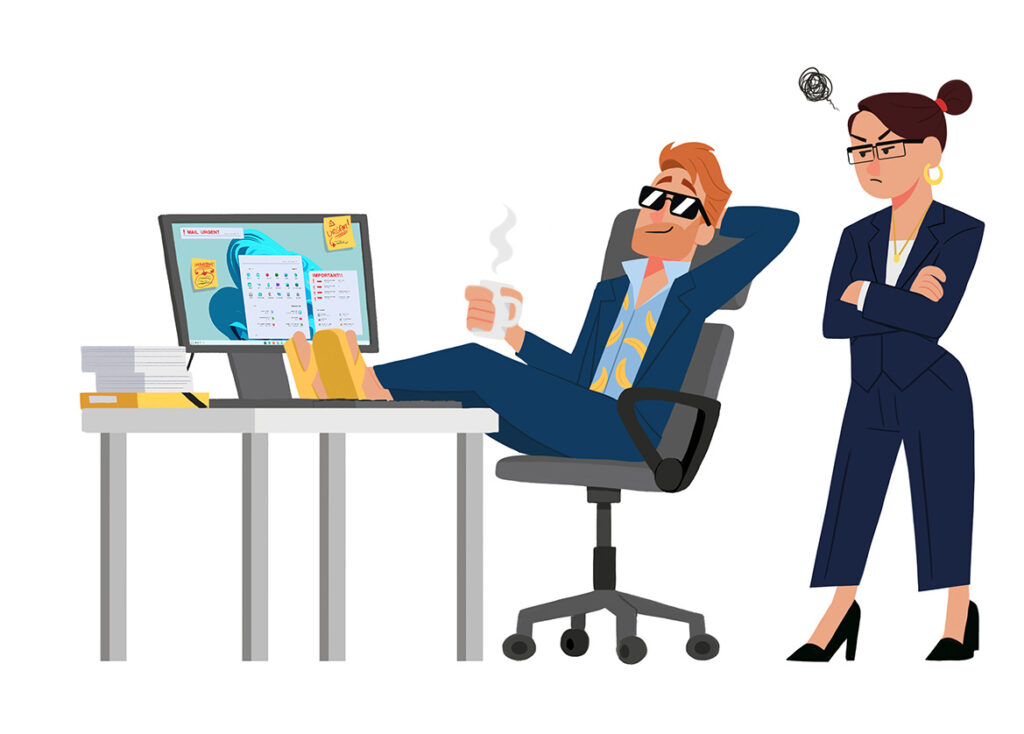 illustration bureau pas de travail couleur