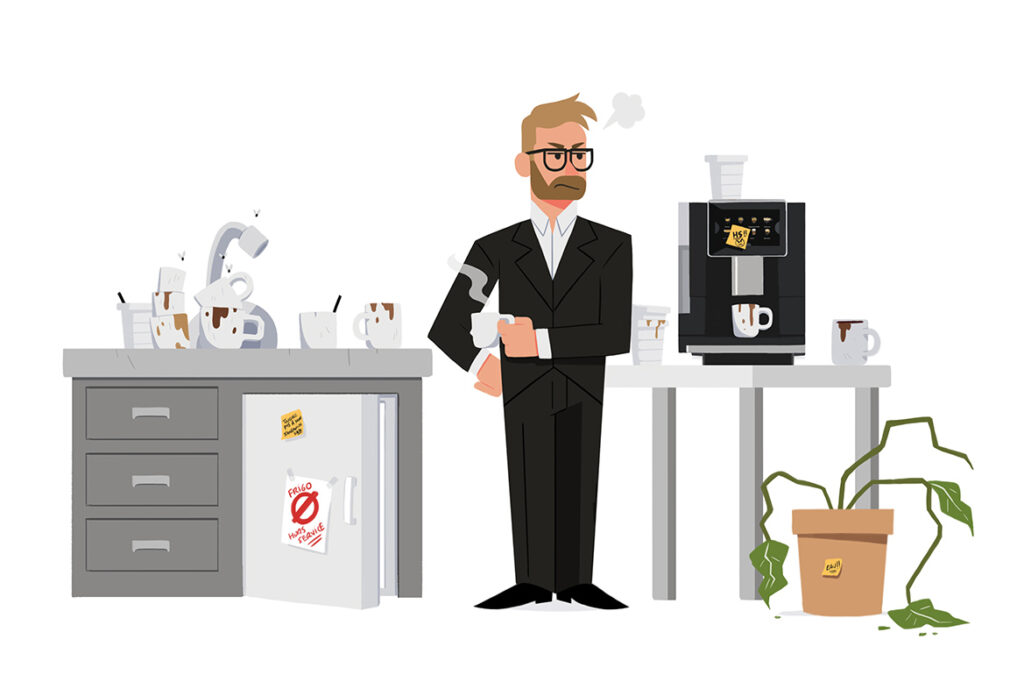 illustration salle de pause entreprise couleur
