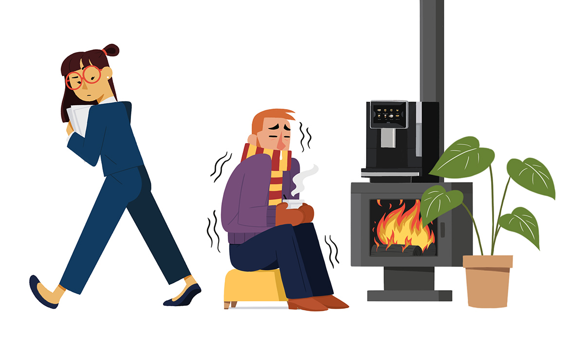 illustration froid bureau couleur